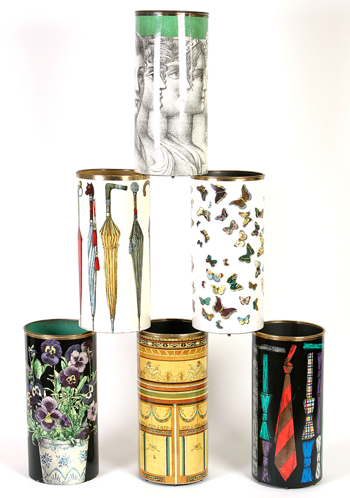 Fornasetti Umbrella Stands and Waste Paper Bins - Porcelain Pugs